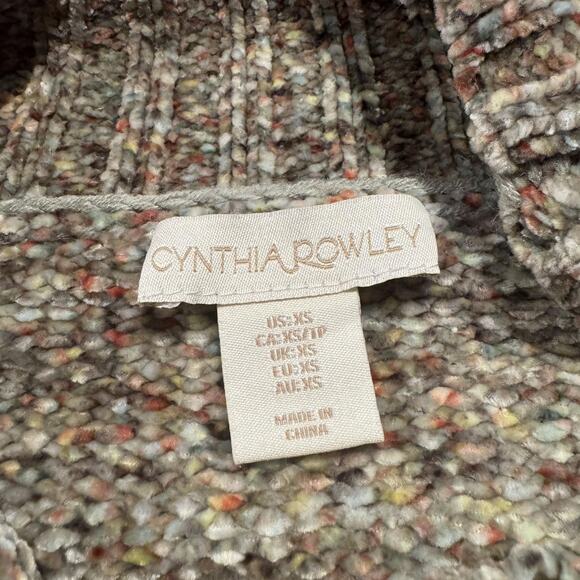 Cynthia Rowley Womens Sweater Chenille Preppy Cozy Minimalist Earthy Green XS HI - Picture 3 of 6